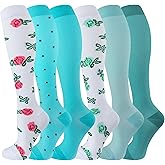 cerpite Compression Socks for Women & Men 6 Pairs Knee High Compression Socks 20-30 mmhg Best for Running,Nurse,Travel