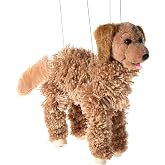 Artisan Owl Golden Retriever Marionette Puppet - Yarn Dog with Wooden Feet, Detachable Strings (Brown)