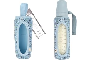 BIBS x Liberty Baby Bottle Cover Large 225ml - Neoprene Protective Cover for BIBS Bottles - Liberty Print Design, Large, Charmomile Lawn Baby Blue