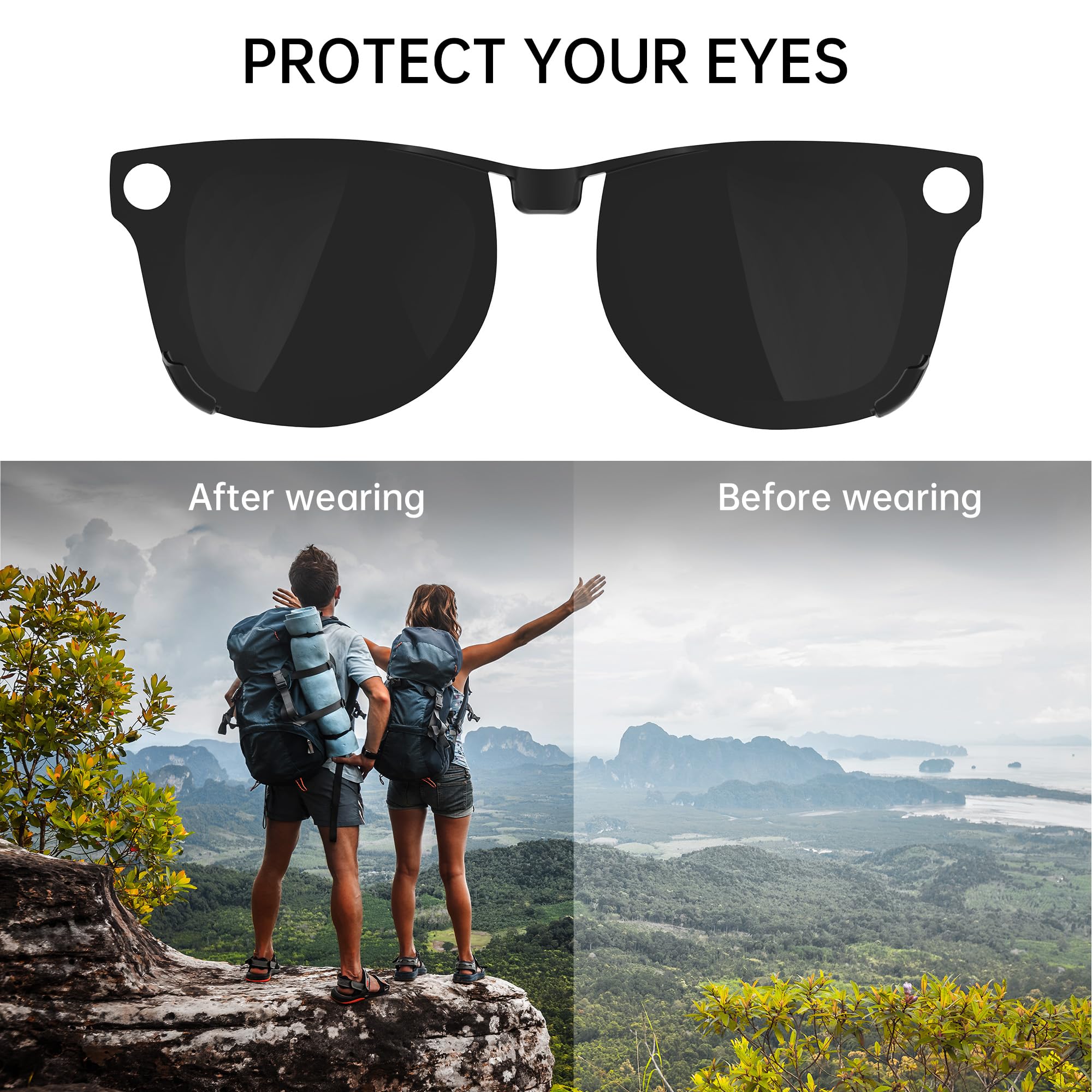 4Pcs Polarized Clip for Ray-Ban Meta Wayfarer RW4006 Smart Glasses (Size M 50-22), Discoloration Clips for Ray-Ban Meta Wayfarer Protect Your Eyes, Cool and Fashion (Black+Green+Brown+Yellow)