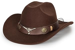 Black Cowboy Cowgirl Hat for Women Men Western Style Wide Brim Felt Fedora Panama Hat with Detachable Belt Buckle