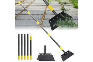 LILYVANE Manual Weeder, Detachable Garden Flat Shovel Scraper, 2 Spades,74 Inch Long Multifunctional Garden Cleaning Shovel, Heavy Duty Floor Scraper,Metal Weeding Scraper for Lawn Edging