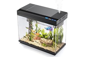 Vehipa Fish Tank, 2.4 Gallon Fish Aquarium, Fish Tank Starter kit with Smart Humidifier, Temperature Display, 7-Color Lighting, 3 in 1 Quiet Pump with Filteration & Oxygenation & Circulation