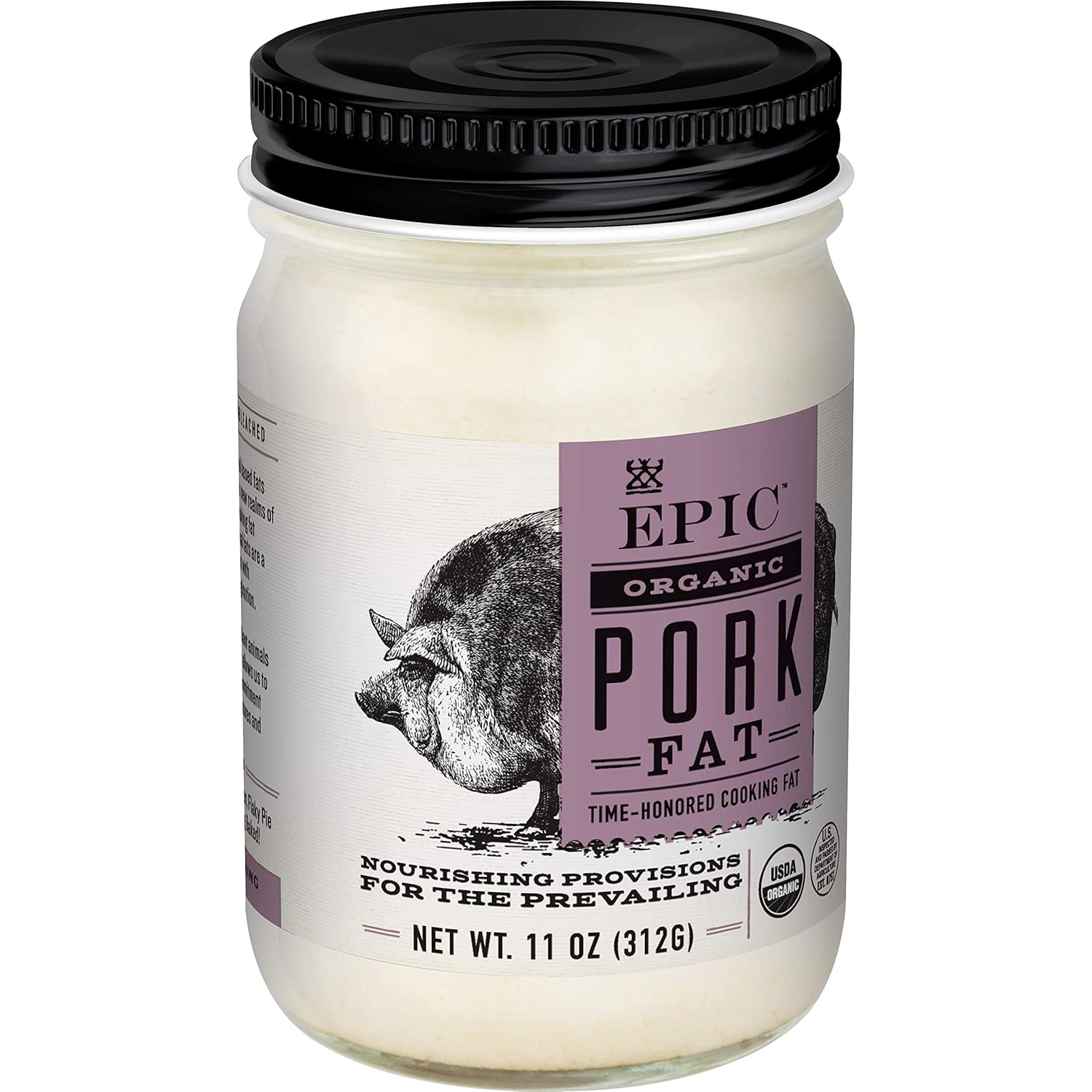 EPIC Organic Pork Fat, Keto Consumer Friendly, Whole30, 11oz jar