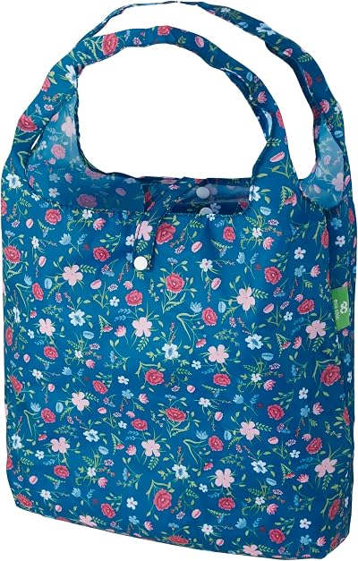 ECO CHIC Lightweight Foldable Reusable Shopping Bag Floral Navy 12L 15kg