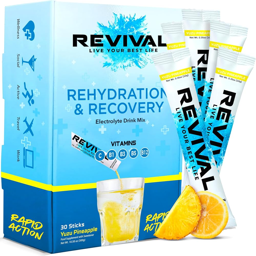 Revival Shots Revival Rapid Rehydration Electrolyte Powder 30 Pack Yuzu