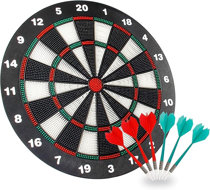 Theefun Safety Dart Board Set for Kids 16 Inch Rubber Dart Board with