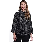 Ali Miles womens Jacquard Knit Button Front Jacket Shawl Collar Patch Pockets