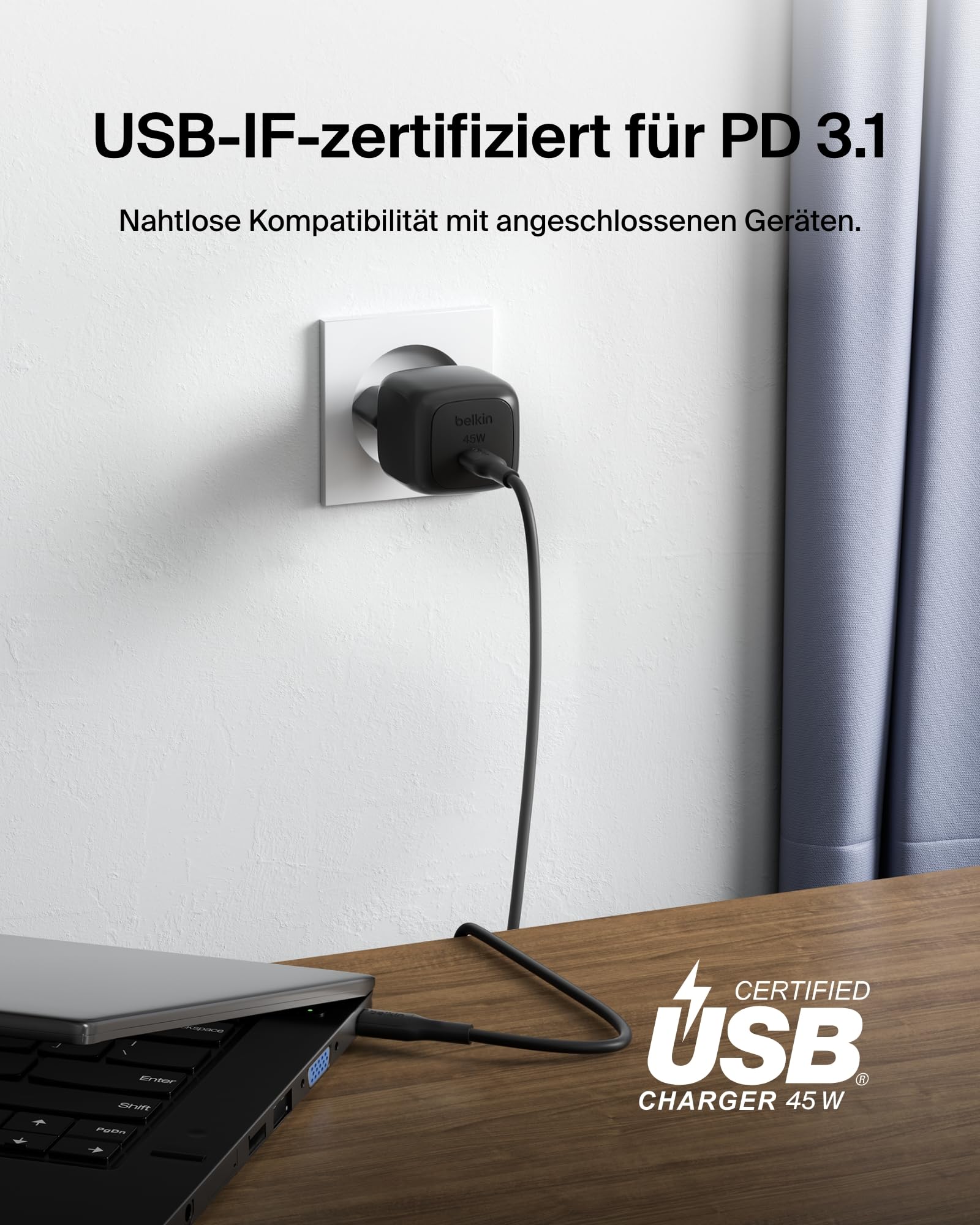 Belkin kompaktes USB-C Ladegerät 45W, USB-C Power Delivery zum Schnellladen für Apple iPhone 17, iPhone 16, iPhone 15-Serie, Samsung Galaxy, Google Pixel, iPad, AirPods usw. – Schwarz 5