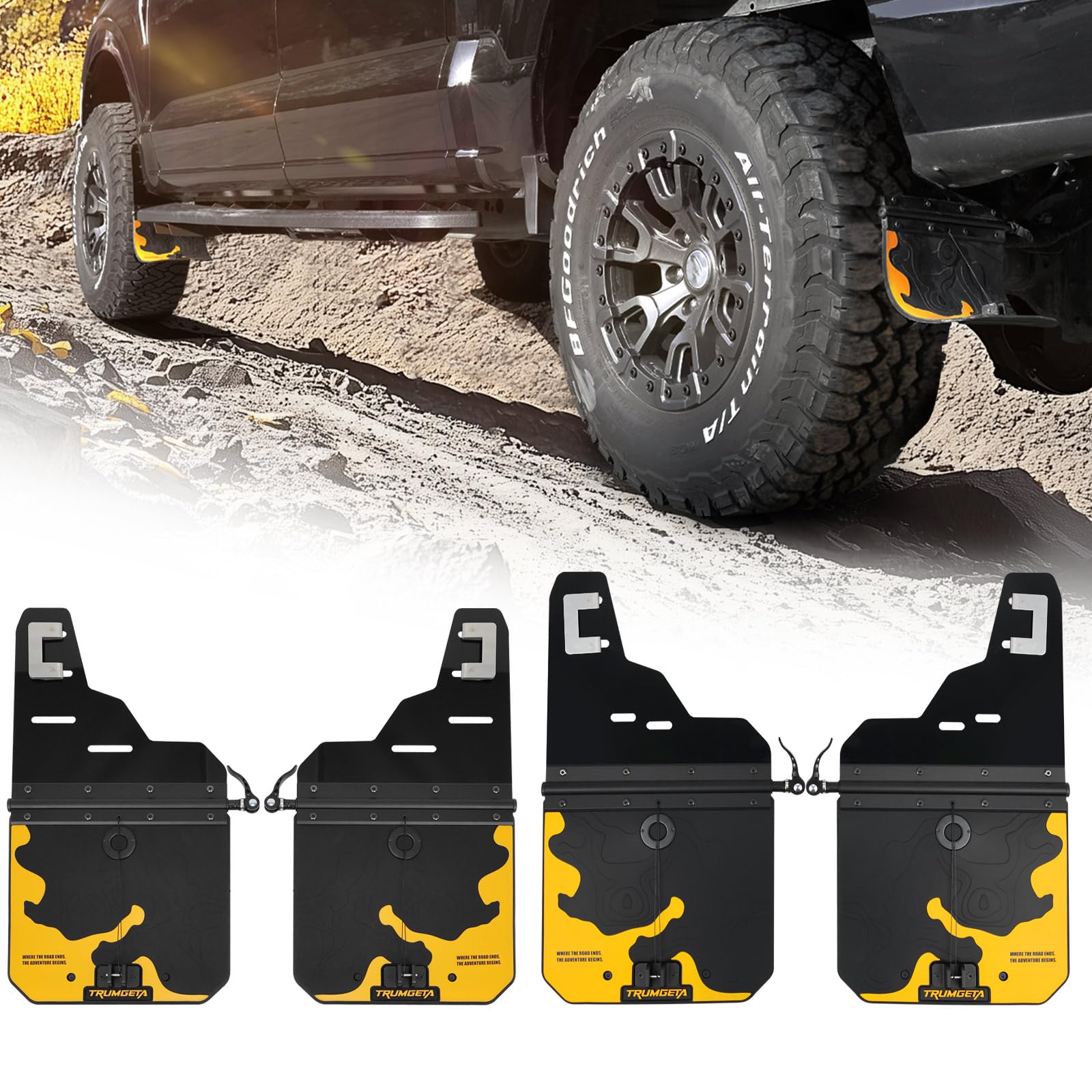 Photo 1 of Trumgeta 4PCS Upgraded Truck Mud Flaps Fit for Ford F-150 F150 Without Fender Flare 2021 2022 2023 2024 2025 2026 Splash Guards Mudflaps for Pickup Trucks Accessories