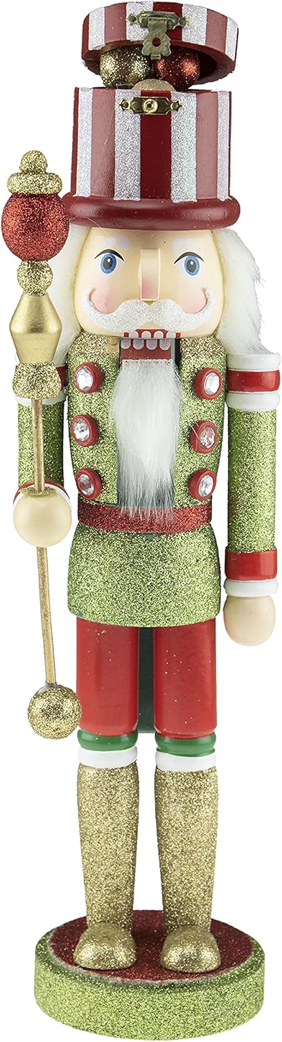 Nutcrackers - Clever Creations Gold Ornament Hat 15 Inch Traditional Wooden Nutcracker, Festive Christmas Décor for Shelves and Tables