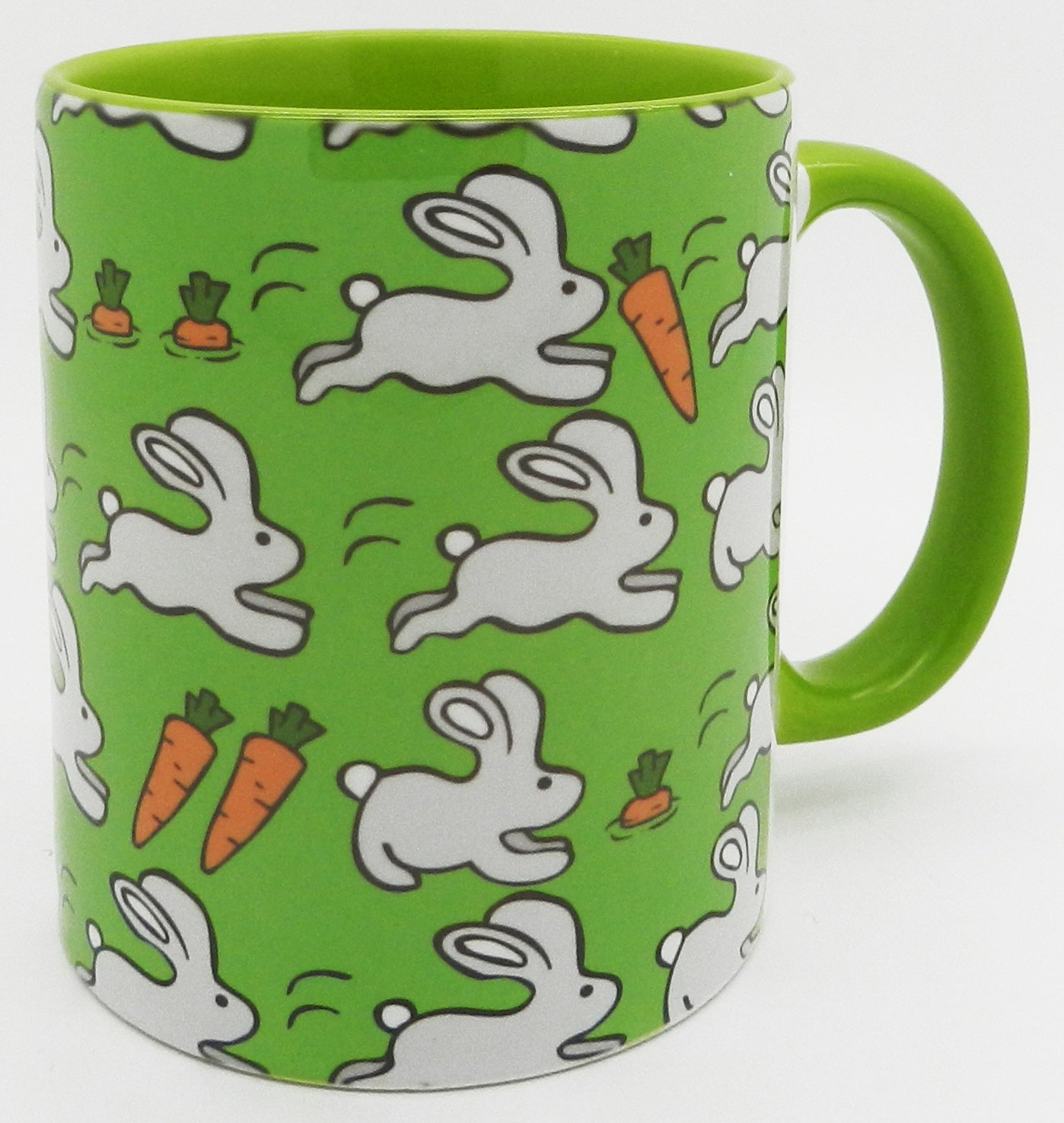 Half a Donkey The Bunny and Carrot Mug with Green Inner and Large Handle