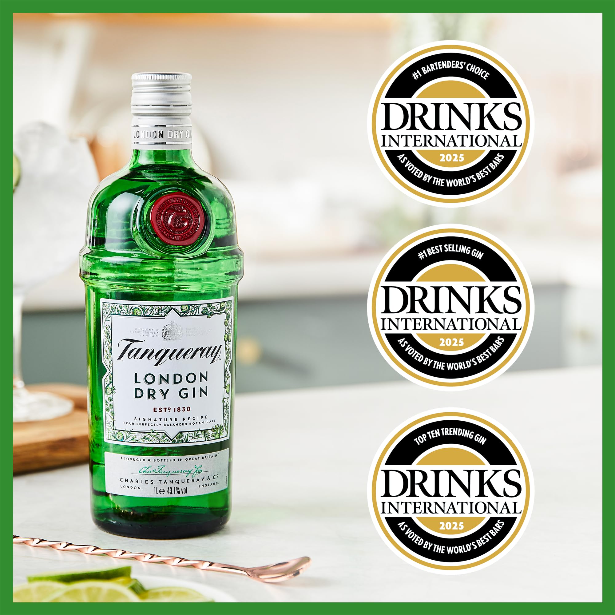Tanqueray London Dry Gin | aromatischer Gin | 4-fach destilliert auf englischem Boden | 43,1% vol | 1000ml Einzelflasche 7