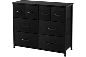 AZL1 Life Concept 8 Drawers, Bedroom, Wide Fabric Dresser for Storage and Organization, Black
