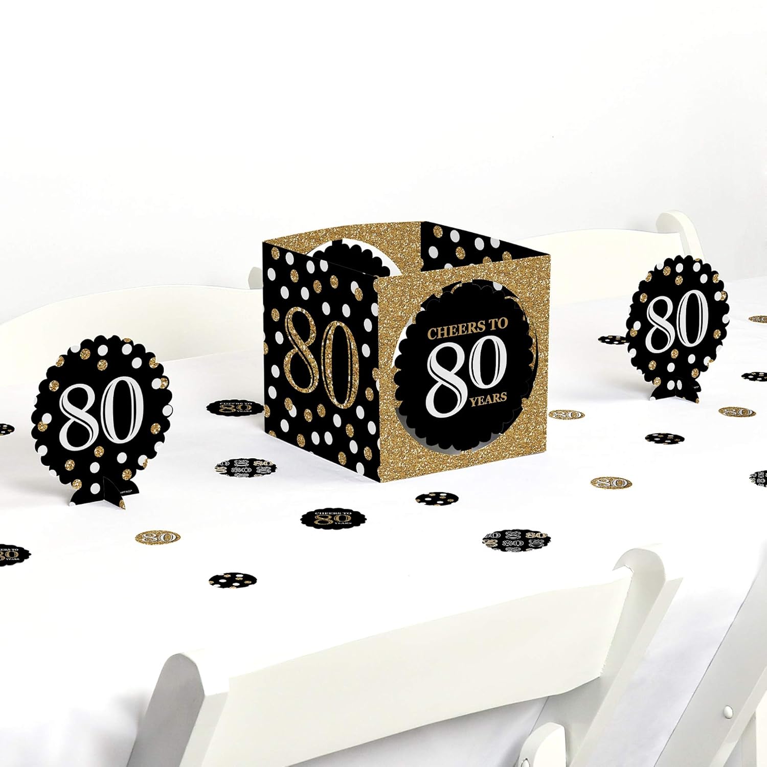 Buy Adult 80th Birthday Gold Birthday Party Centerpiece & Table