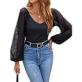 Blooming Jelly Womens Lace Cute Tops Hollow Long Sleeve Blouses Trendy Sexy Work Shirts