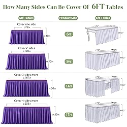 Partisky Purple Polyester Table Skirt for Rectangle