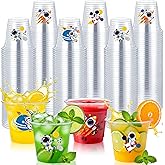 Geyoga 100 Pcs Space Party Plastic Cups 12 oz Astronaut Disposable Clear Cups Bulk Outer Spacer Birthday Party Supplies for Cold Juice Beverage Holiday Favor