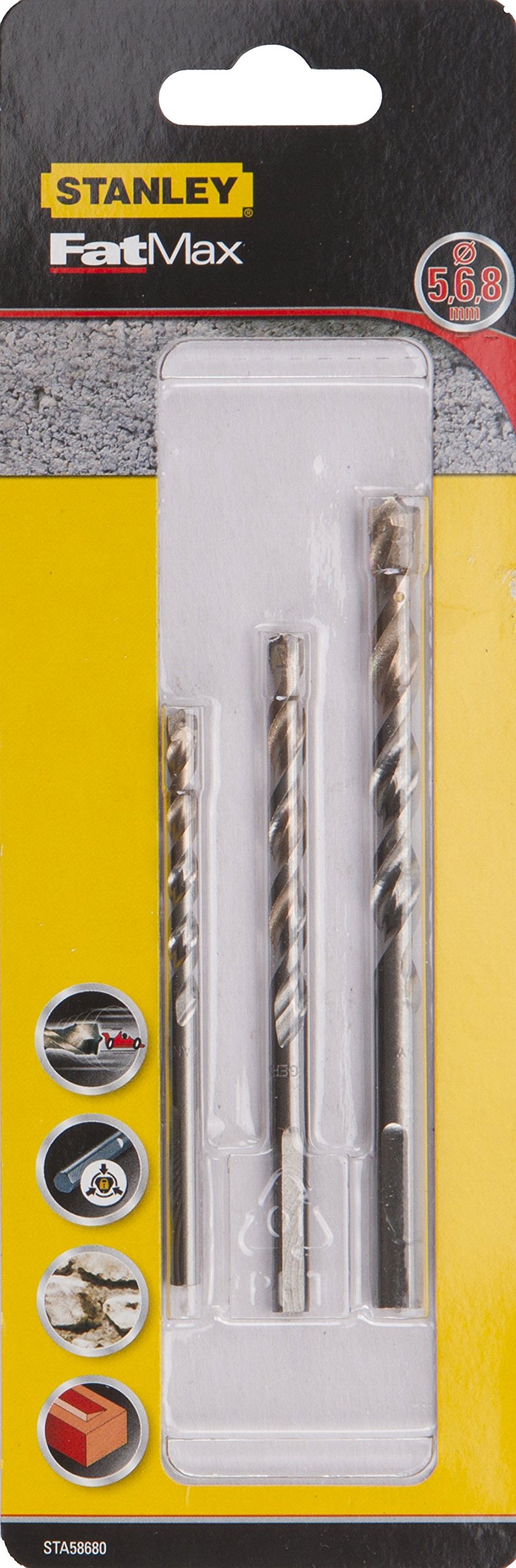 3 brocas para Piedra con vástago de 3 Caras 5, 6, 8mm