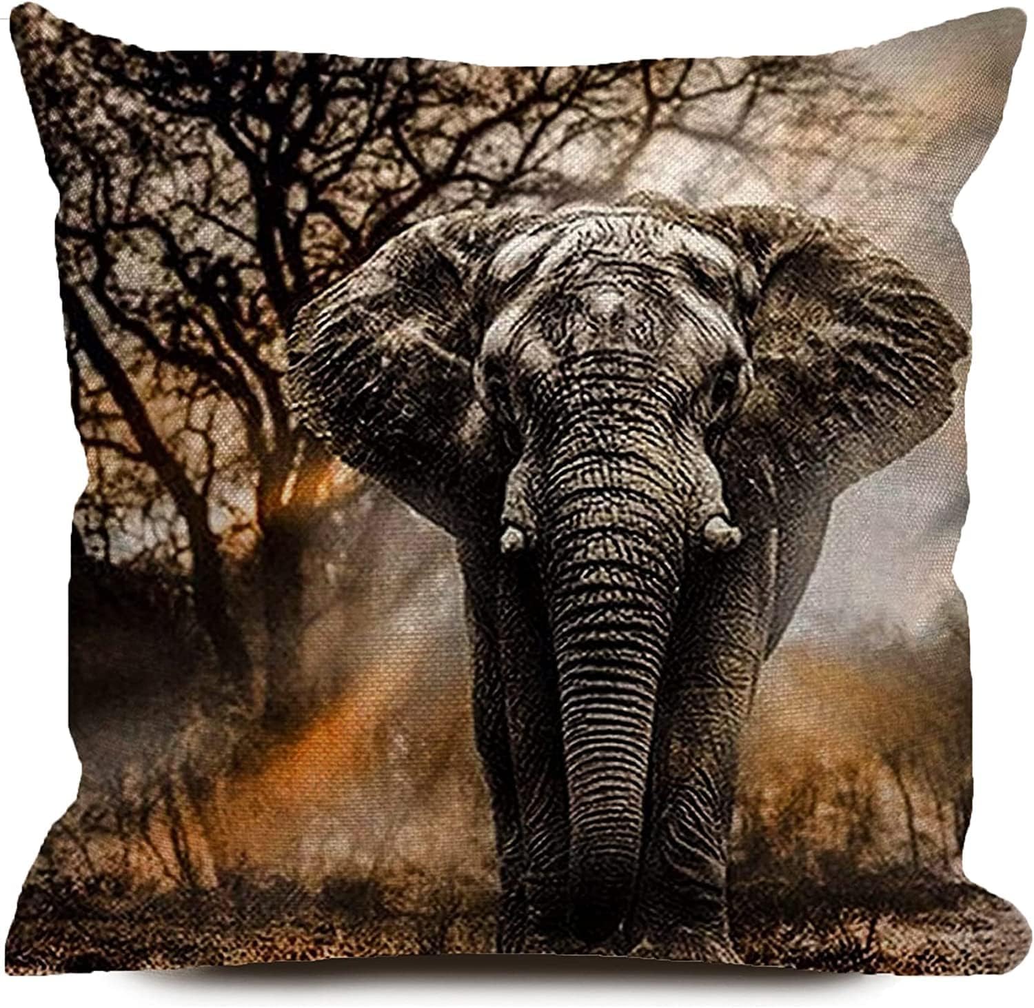 ZFENGYYUAN Elephant Cushion Covers 45 X 45 Cm African Elephant cotton LINEN Sofa Outdoor Garden Bed Couch