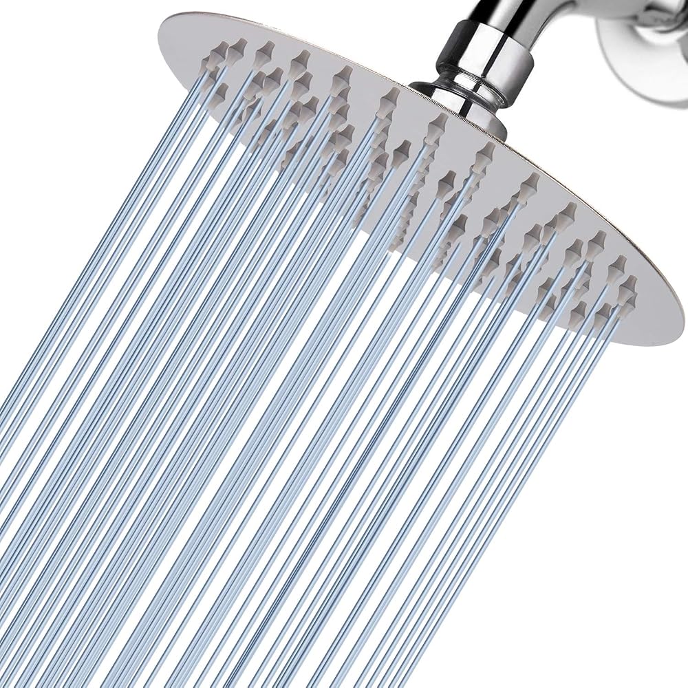 Voolan 25 cm Round Rain Shower Head Stainless Steel Chrome High Pressure