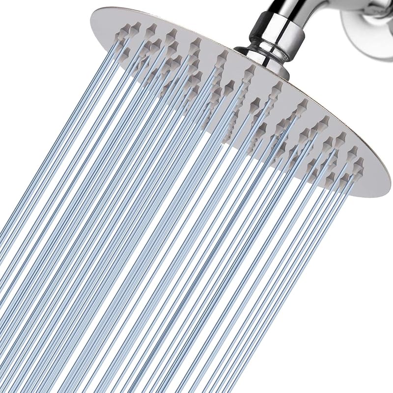 Voolan 25 cm Round Rain Shower Head Stainless Steel Chrome High Pressure