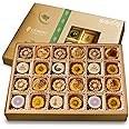Laumiere Gourmet Fruits - Noor Collection [Eid Edition] - Rectangle (24 Pcs) - Halal Dried Fruits and Nuts Basket - Medjool Dates Box - Hamper - Eid Festive Celebrations - No Added Sugar