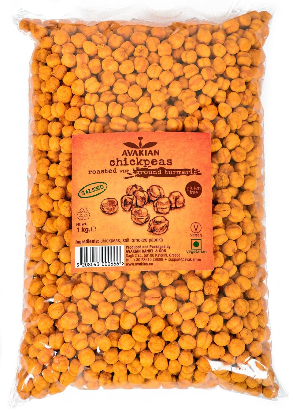 Chickpeas with Tumeric, Roasted and Salted, 1kg