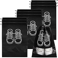 SERAPHY 10 PCS Non-Woven Fabric Dustproof Shoe Bags with Drawstring for Travel, Black