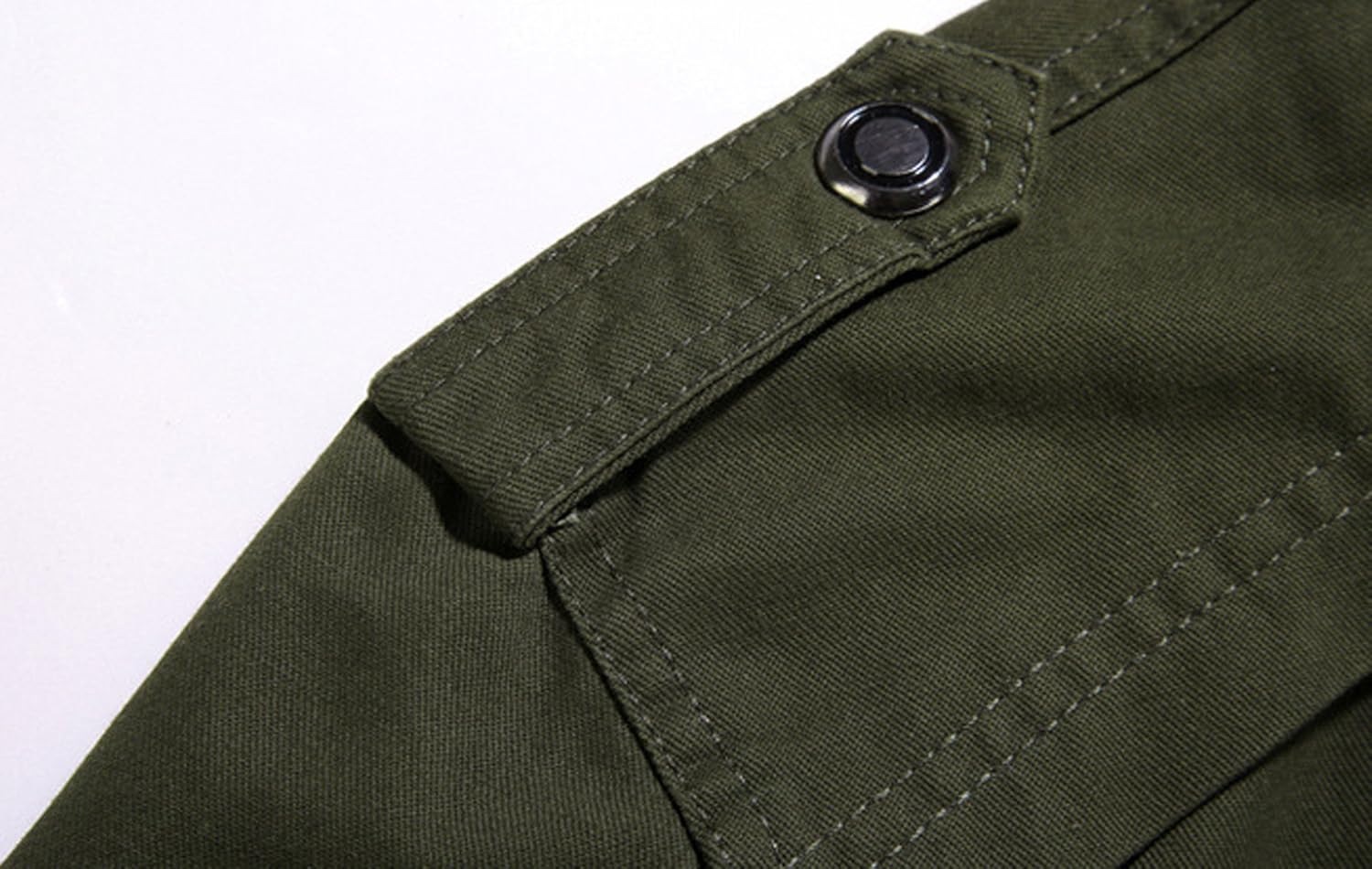 Youhan Mens Casual Fitted Stand Collar Cotton Jacket with Shoulder Straps