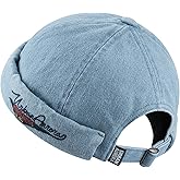 Croogo Denim Docker Hat Fashion Brimless Beanie Hat Retro Worker Skull Cap Rolled Cuff Sailor Cap Hip Hop Dancing Watch Cap
