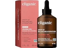 Cliganic Non-GMO Jojoba Oil for Skin, Hair & Face (2oz) | 100% Pure, Natural Cold Pressed Unrefined Hexane Free