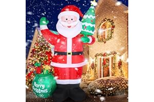 UPALLED 8 FT Christmas Inflatables Outdoor Decorations, Blow up Inflatable Santa Claus with LED Lights Gift Bag Christmas Tree for Xmas Decor Indoor Outside Yard Garden Patio Lawn Home Holiday Party