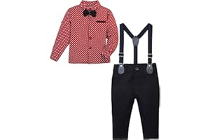 Lilax Boy Gentleman Outfit Tuxedo Dress Shirt Suspender Pant Set