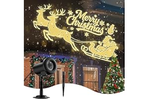 BEFORALLA 12 in 1 Christmas Projector Lights Outdoor, 3D Dynamic Santa Sleigh/Nativity/Green Monster/Ghost/Spider/Bat Christmas Decor,Night Lights for Party Home Window Wall Holiday Decor