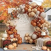 Burnt Orange, Nud Retro White Balloon Arch Kit 127pcs Terracotta Peach Fall Colors Decor Little Cutie Balloon Garland For Autumn Celebrations, Baby Showers，Citrus Birthday, Pumpkin Thanksgiving Events