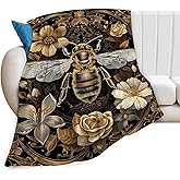 Bee Floral Throw Blanket - Soft Warm Cozy Fleece for Girls Boys Women Men - Gifts and Decor for Couch Sofa Bed 50"x40"
