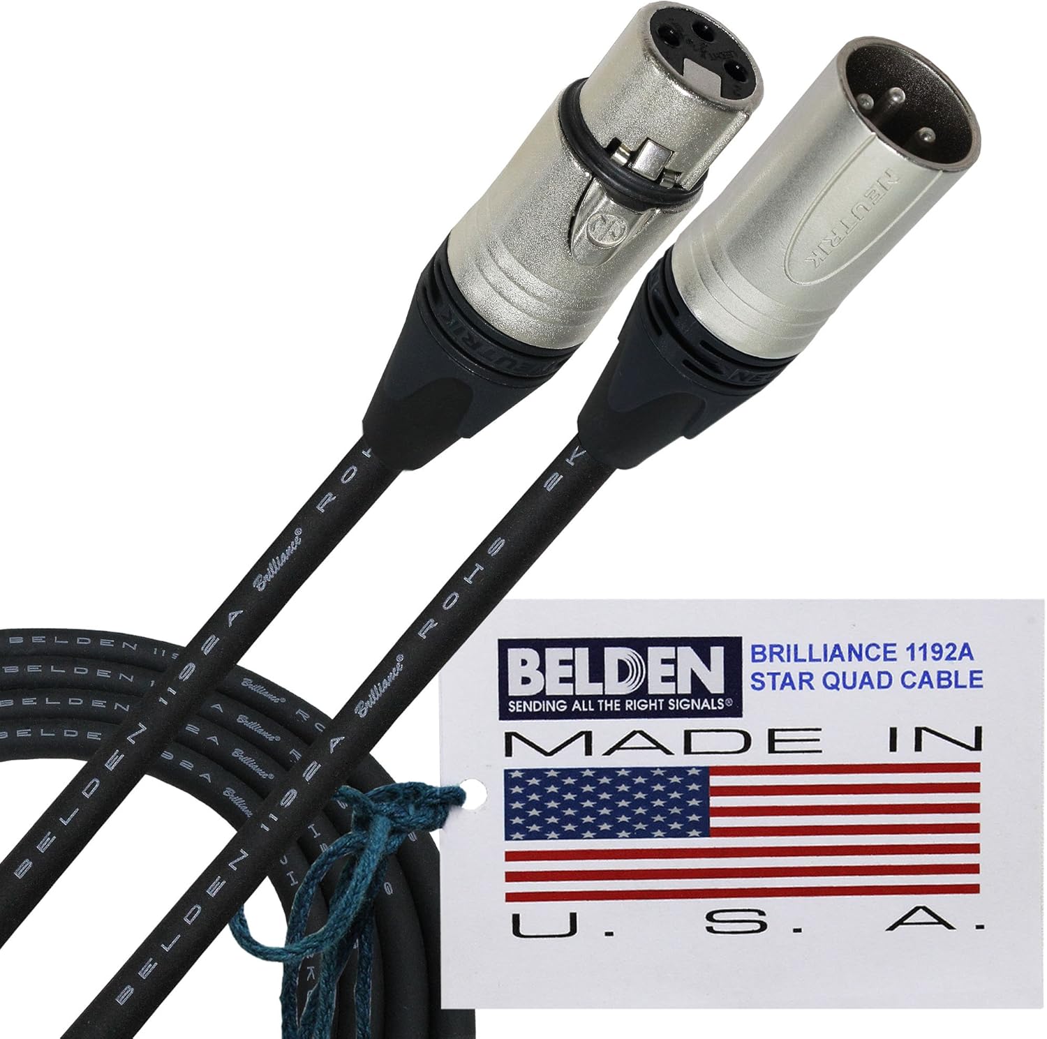 WORLDS BEST CABLES 20 Foot Belden Brilliance 1192A (Made In U.S.A.) Premium Star