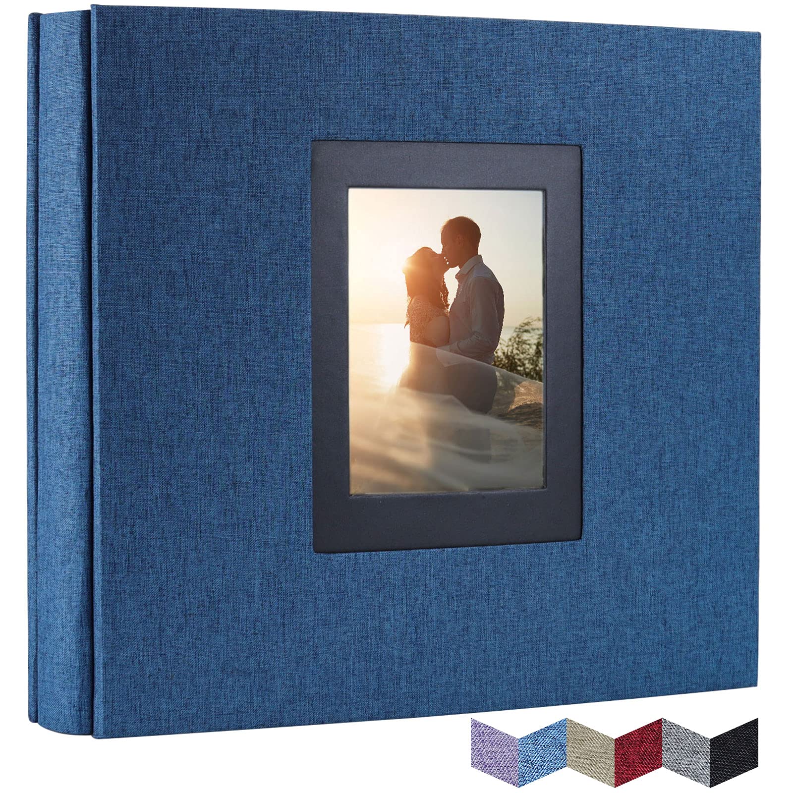 Vienrose 4x6 Photo Album for Photos Linen Cover Black Pages Photo Book Large Capacity Picture Albums for Valentine Wedding Christmas Birthday (Blue, 600 pockets)