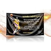 3x5 Feet NBA Basketball Player Sports Flag with Four Brass Grommets - Kobe Mamba Mentality Quote Banner - Motivational Artwork for Home or Office - Inspirational Wall Decoration for Gym