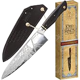 Dalstrong 8" Chef Knife - Lord of the Rings&trade; Official Aragorn Edition | Official Licensed Collection - German X50CRMOV15 Steel - Ebony Wood Handle - Leather Sheath - For Everyday Cooking