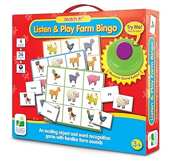 The Learning Journey Match It! Listen & Play Bingo, Farm