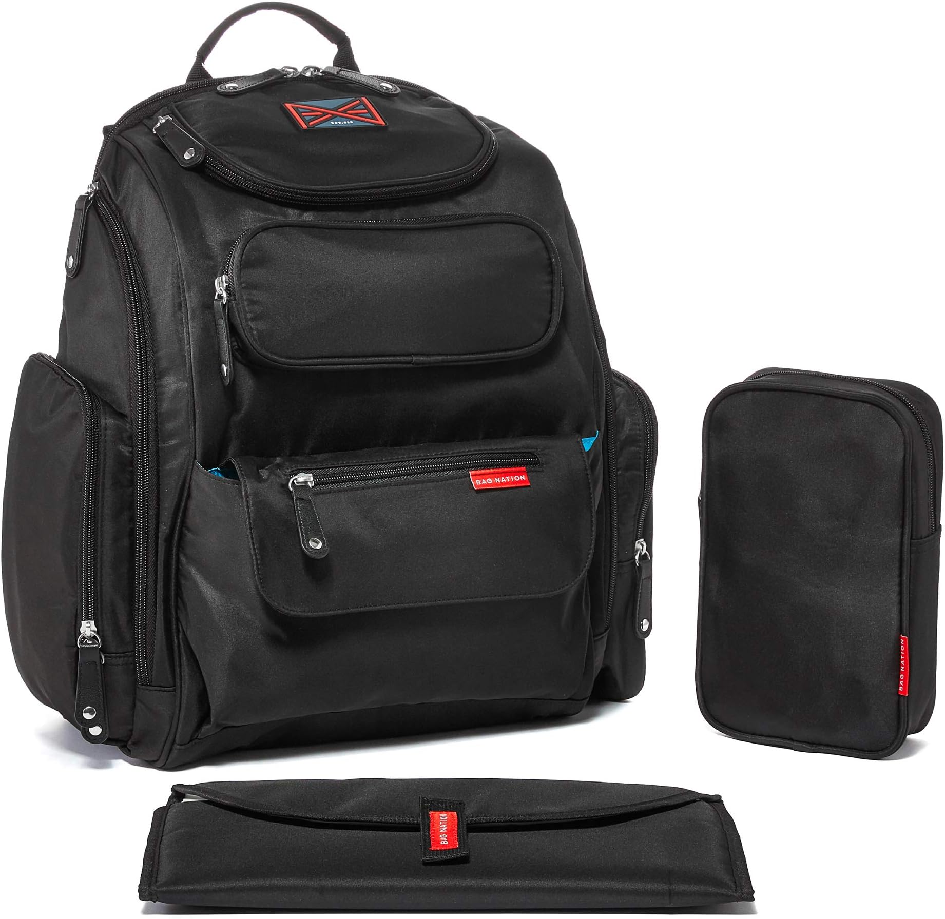 Bag Nation Diaper Bag Backpack W/ Stroller Straps - High-Quality & Durable - Changing Pad & Sundry Bag Included - Black