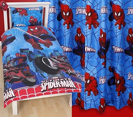 Ultimate Spiderman City Single Duvet Cover Matching Curtains Set