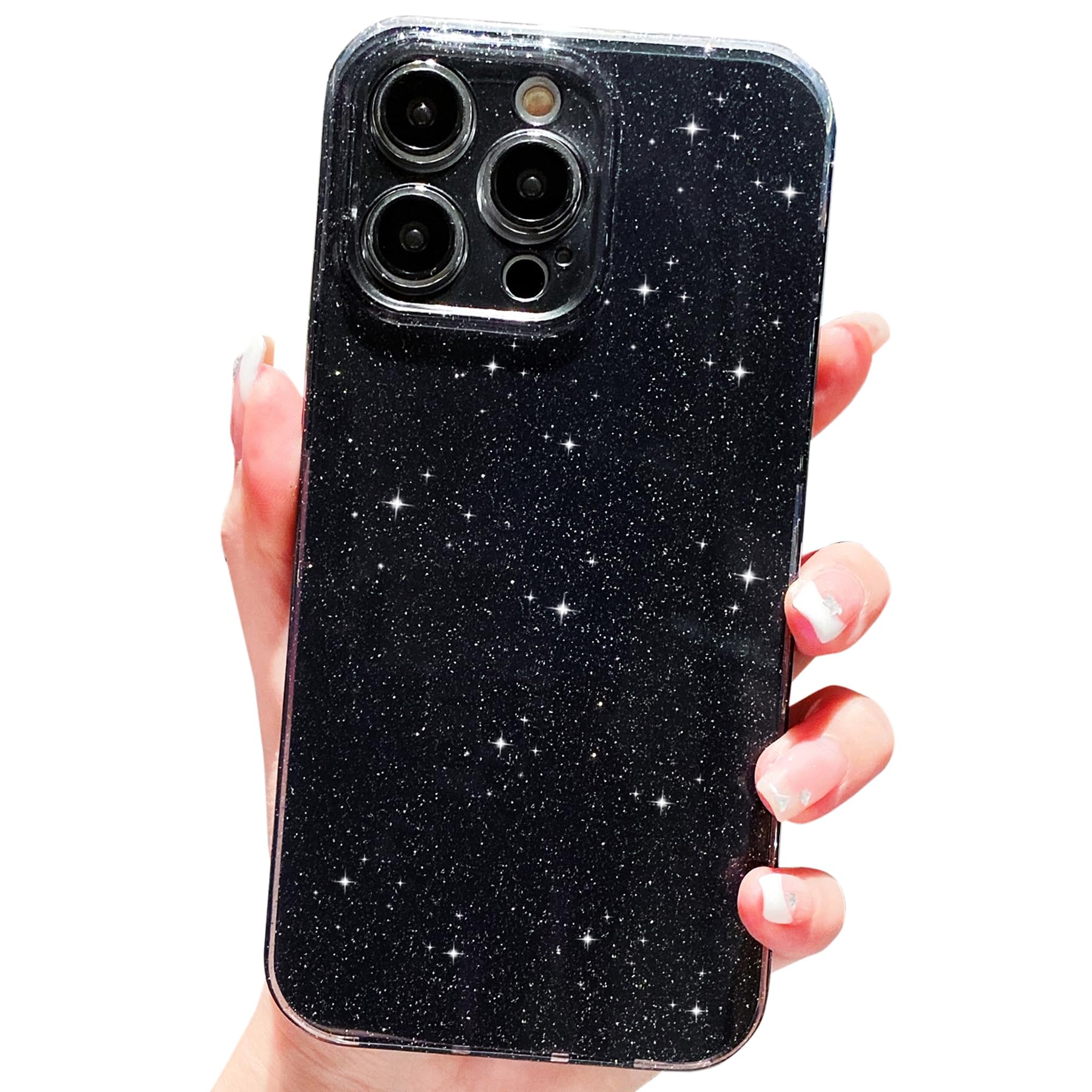 Photo 1 of OWLSTAR Compatible with iPhone 13 Pro Case 6.1 inch Cute Glitter Slim Bumper, Sparkly Protective Phone Case for Women Girls Girly (Black)