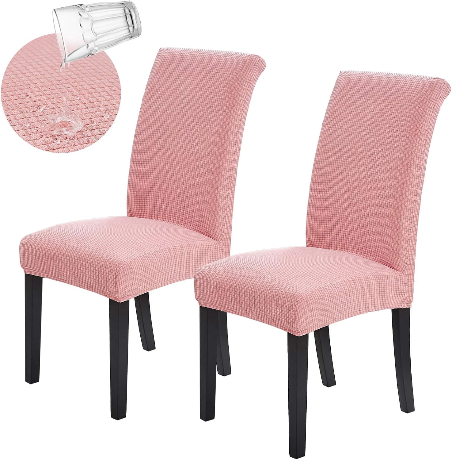 Slipcovers - Joccun Chair Covers for Dining Room Set of 2,Water Repellent Dining Chair Slipcovers Stretch Dining Room Chair Covers Seat Protector,Washable Parsons Chair Cover for Home,Banquet(Dusty Pink,2 Pack)