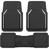 CAR PASS Glitter Heavy Duty Rubber Floor Mats for Car, Waterproof Liner Deep Dish Bling Car Mats Full Sets, Universal Trim to Fit for SUV Truck Sedans Vans, All Weather Floor Mats, Silver Sparkly