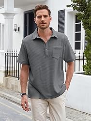 ZAFUL Men Henley Shirt Solid Color Texture Button