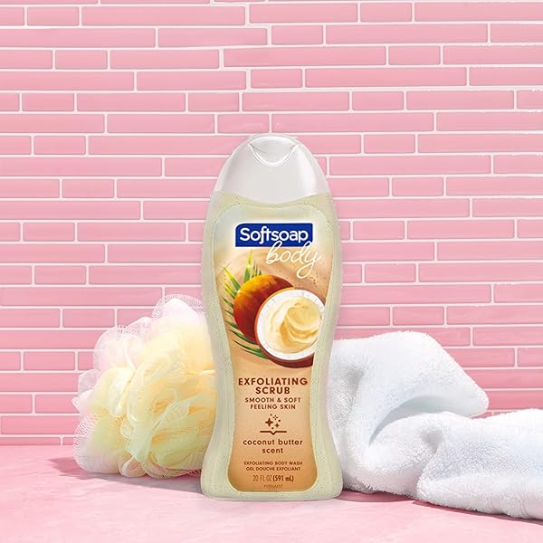SOFTSOAP BODY WASH EXFOLIATING SCRUB, COCONUT BUTTER SCENT, 20 OZ BOTTLE