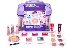 Claire's Ultimate Makeup Kit, 18-Piece Real Cosmetic Set, Makeup for Kids 8-12, Girl Toys & Beauty Activity Gift with Lip Gloss, Lipstick, Eyeshadow, Eyeliner, Blush, Highlighter & Carry Case